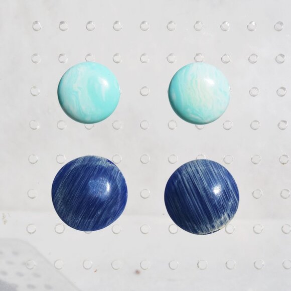 Bundle of Two Blue Circle Stud Earrings - Picture 1 of 8